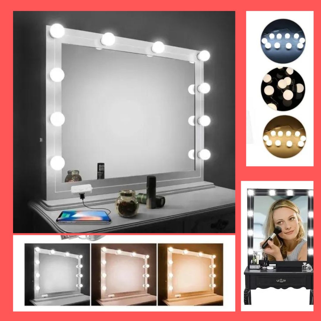 👩🦰 Kit De Luces Para Espejo Estilo Hollywood 10💡