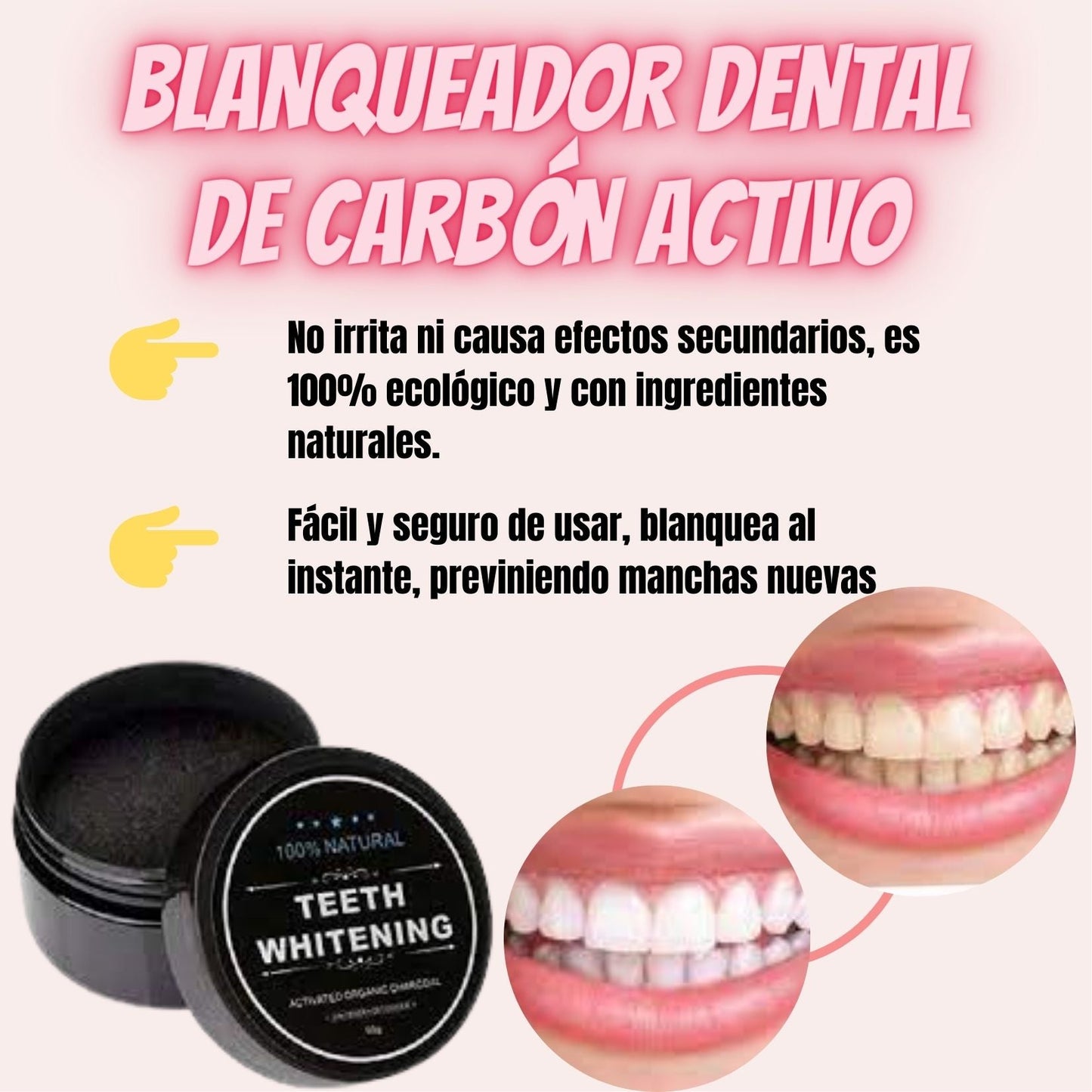 👇¡NO MAS DIENTES MANCHADOS! Gran blanqueador dental de Carbón activado.